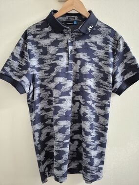 J.Lindeberg Men's Navy Patterned Polo Shirt